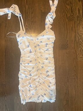 Skylar + Madison White Dress with Blue Floral Print